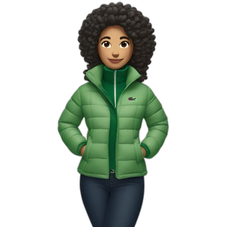 latina woman using Lacoste puffer jacket emoji