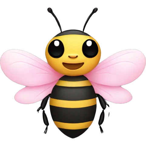 Cute honey bee with baby pink bow on top of head emoji