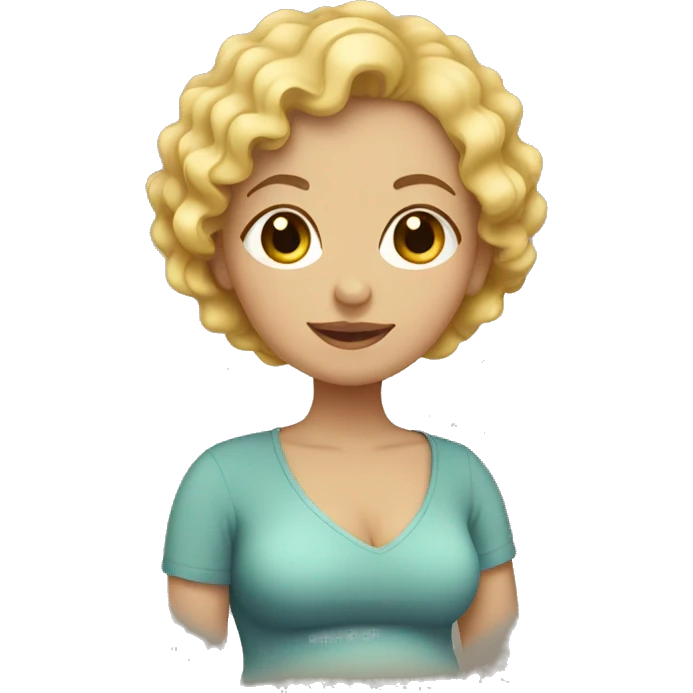Pregnant girl with short curly blonde hair emoji