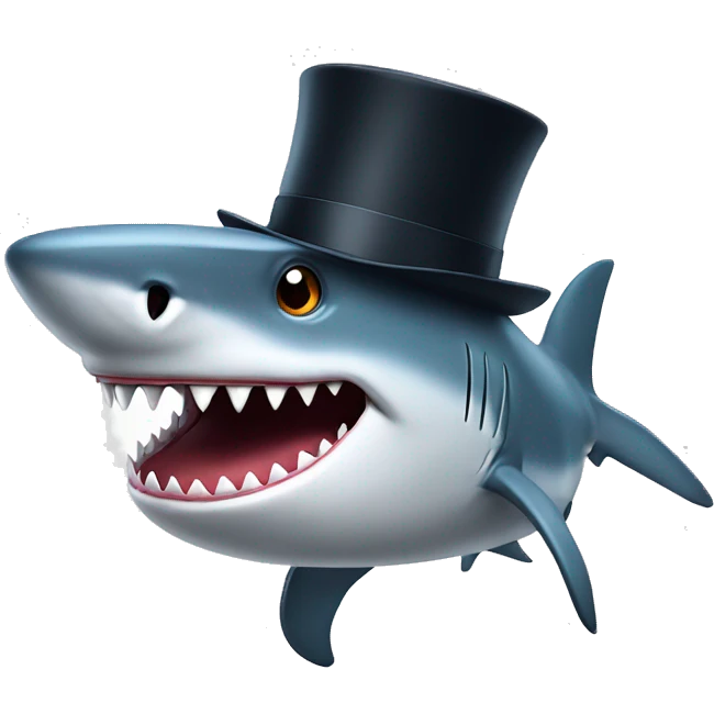 Shark with a top hat emoji