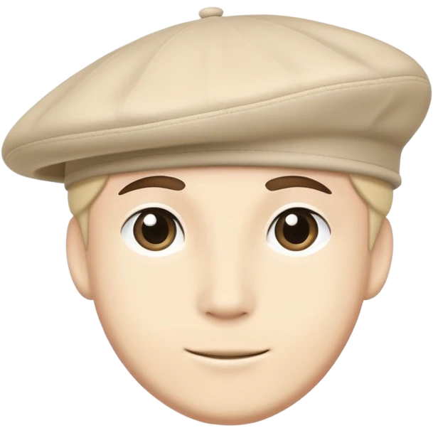 Beige Kangol beret style hat, light cream color, flat cap design emoji