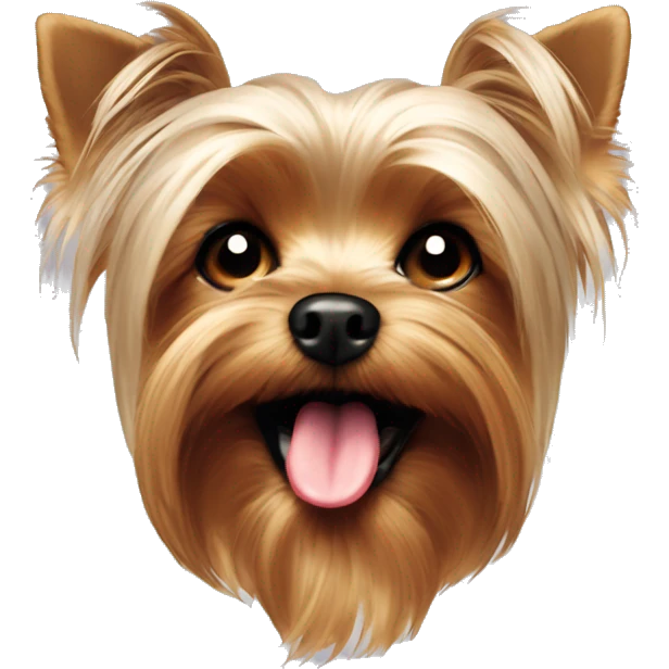Yorkie with tongue sticking out a little emoji