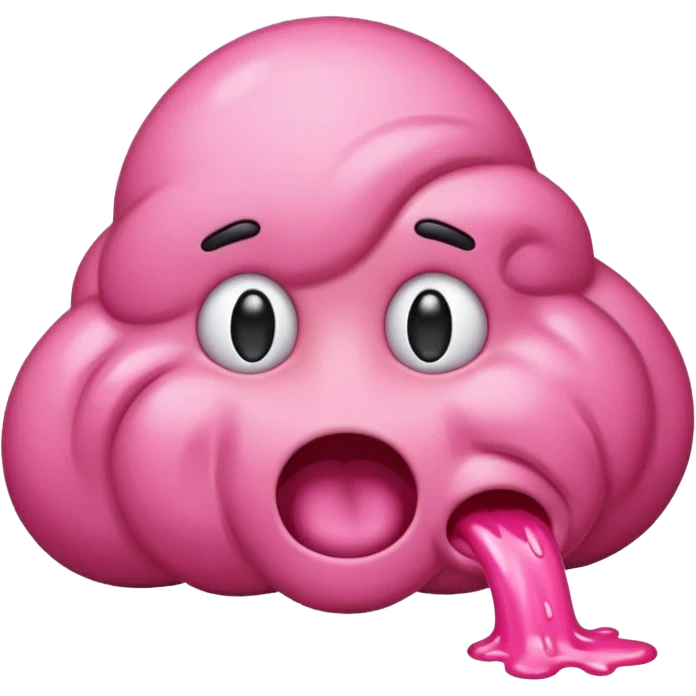 A vomiting emoji with pink vomit emoji