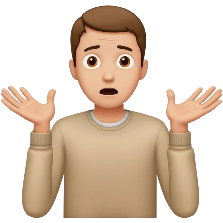 anxious man with hands outstretched in begging position with worried fearful expression emoji