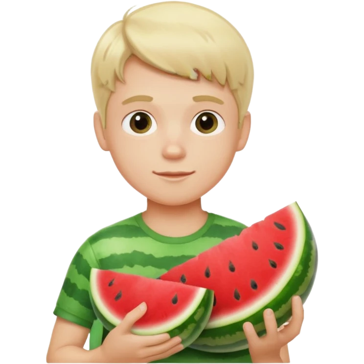 White blonde boy with watermelon emoji