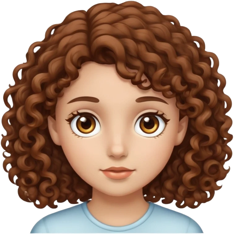 Chica con el pelo rizado marrón y ojos marrones  emoji