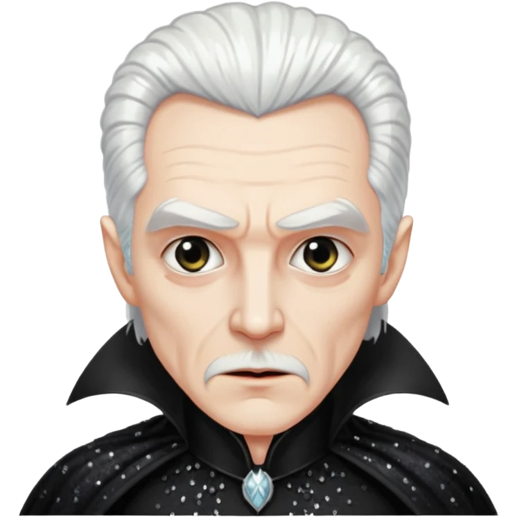 Dracula with white hair, black sequin outfit emoji