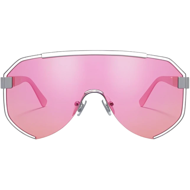 futuristic frameless shield sunglasses, pink tinted one-piece lens, Y2K fashion emoji