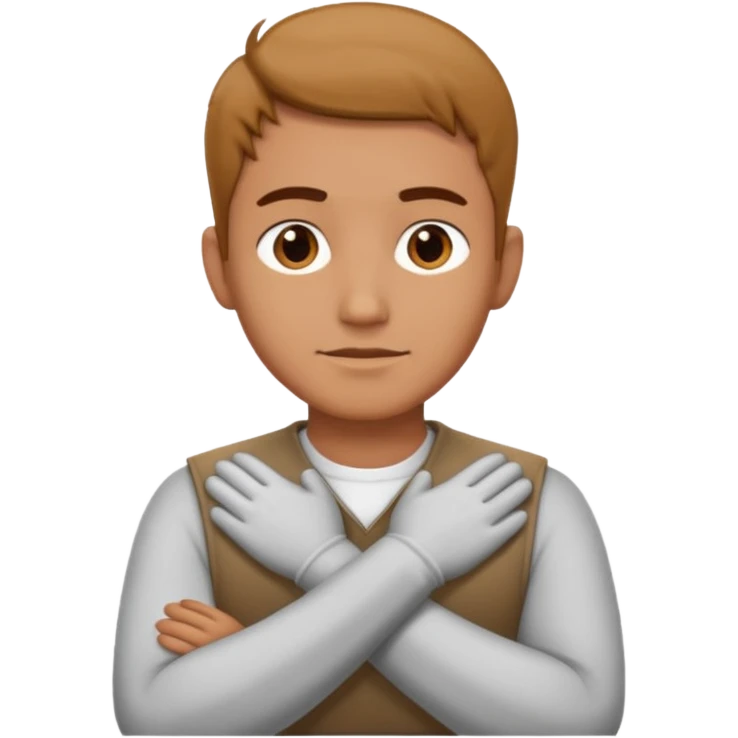 Man with hands crossed around neck emoji