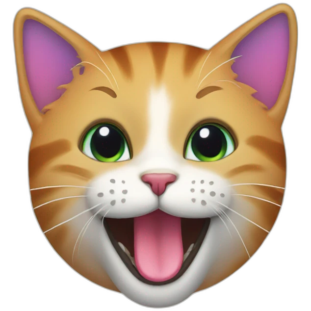 a cat with a rainbow tongue emoji