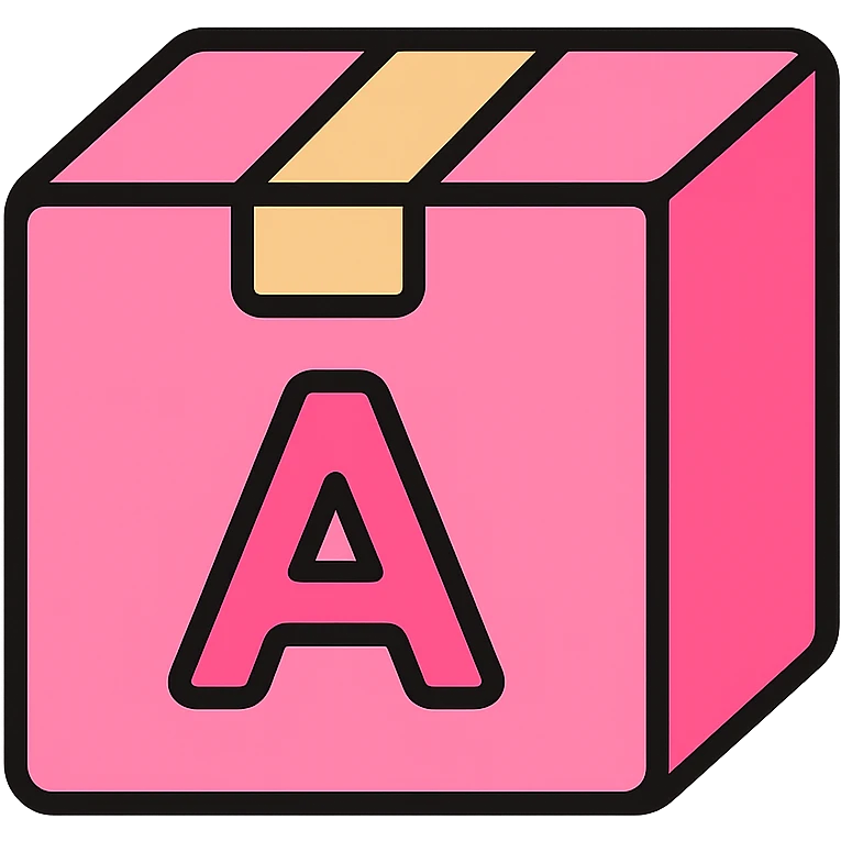 icon of a pink cardboard letter, showing subtle 3D relief, stylized and easy to recognize emoji