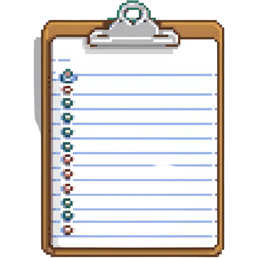 clipboard with list, all goals missed emoji