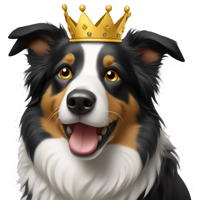 Border collie with a crown emoji