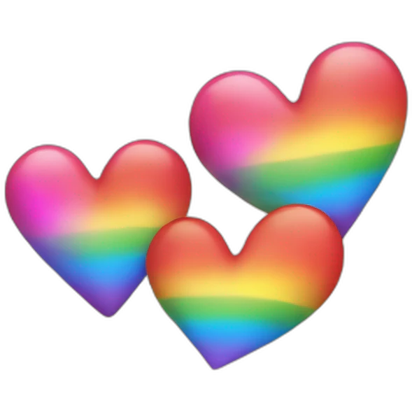 Dos Corazones arcoiris contentos sonriendo emoji