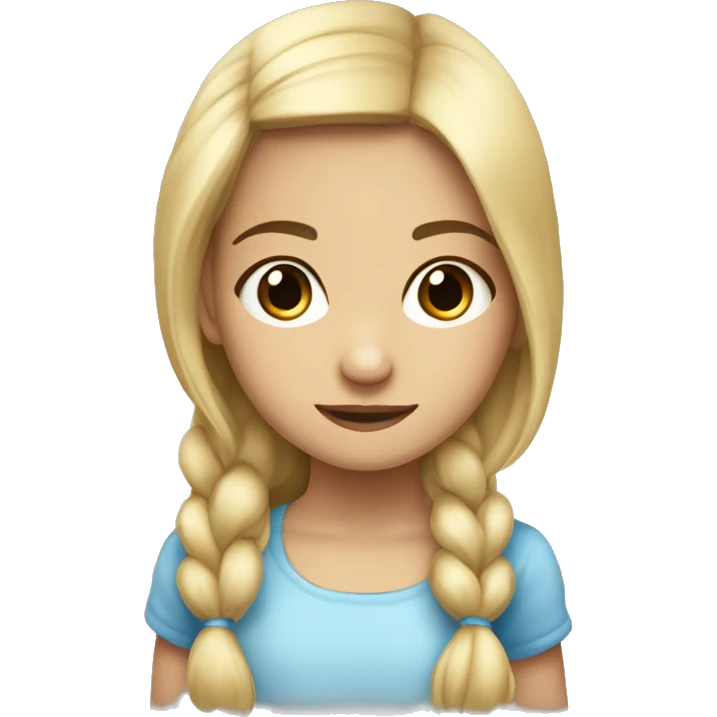 Niña con pelo rubio liso y largo y ojos azules emoji