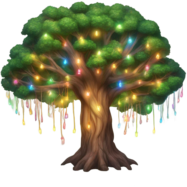 Large rainbow tree with string lights  emoji
