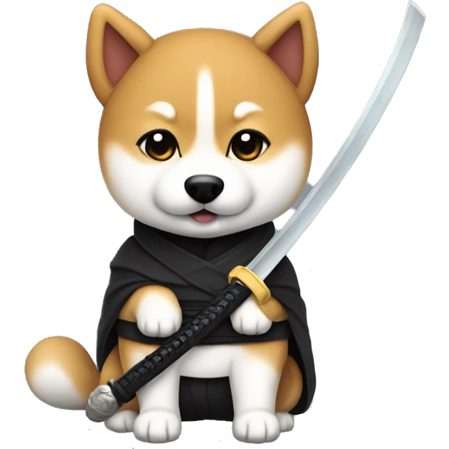 un perro shiba-inu ninja con katana emoji