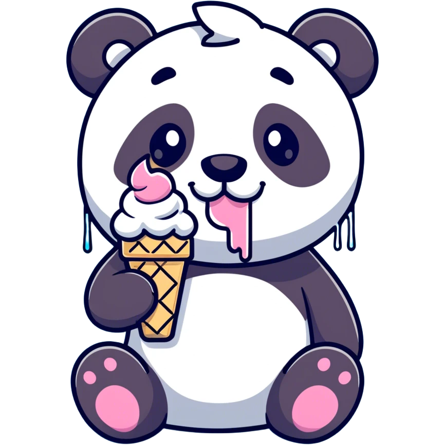 Panda eating ice cream emoji