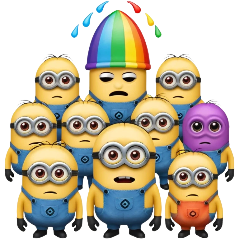 make me a rainbow minion with its crew and killing all of them emoji