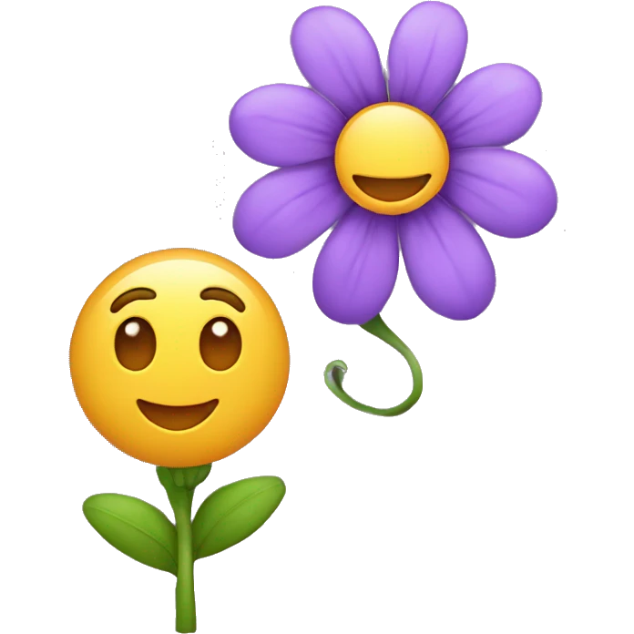 Flor morada con una abejita emoji