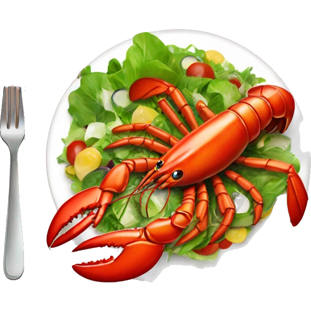 a lobster eating a salad emoji