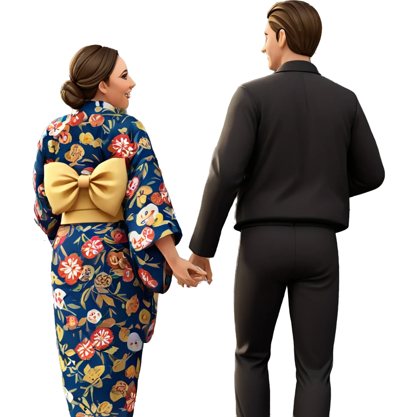 couple in kimono outdoors emoji