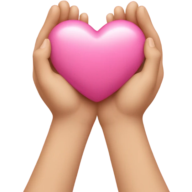 Pink heart in two hands emoji