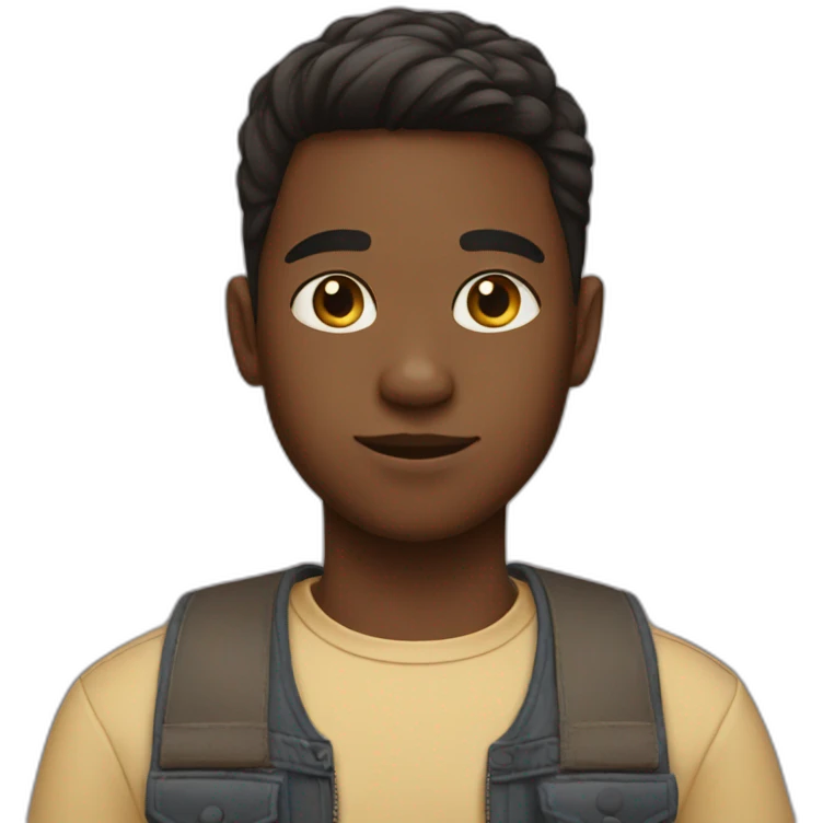 a boy with a middle part haircut holds a cat emoji