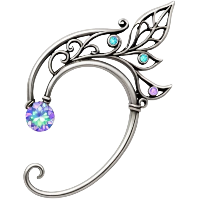 Elvish fae shiny sparkly iridescent translucent diaphanous ear climber ear cuff emoji