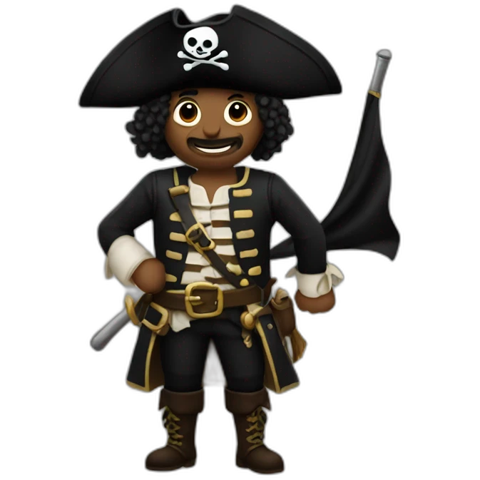 Pirate Holding Fully Black Flag emoji