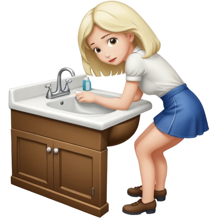 Girl bent over bathroom sink emoji
