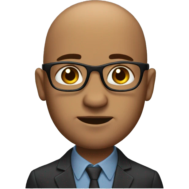 men in 30s bald he is it guy but he doesnt have glasses he have a little bit of hair o the sides  emoji
