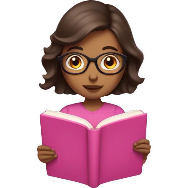 brunette reading a pink book emoji