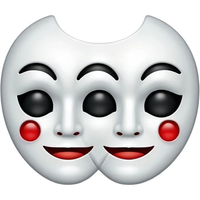 Half happy half sad face, white theater mask with hollow mouth and hollow eyes emoji