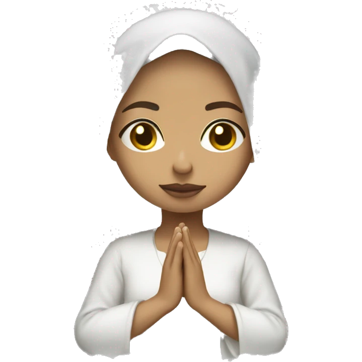 Light skin girl praying with lace white veil  emoji