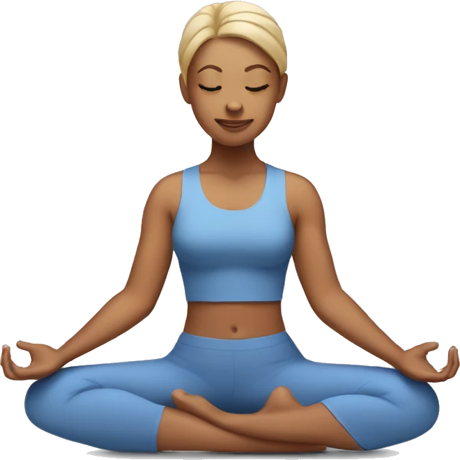 one white woman sitting in yoga pose emoji