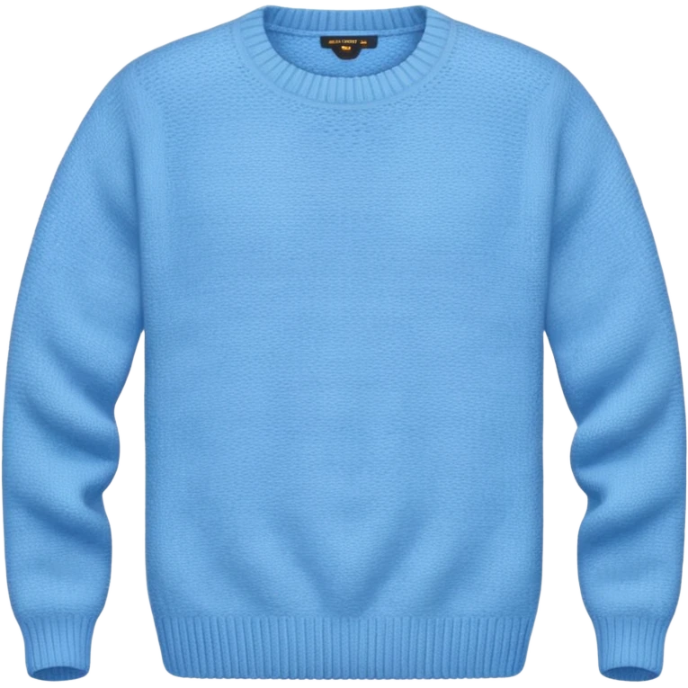 sky-blue knitted wool sweater, round neck. emoji