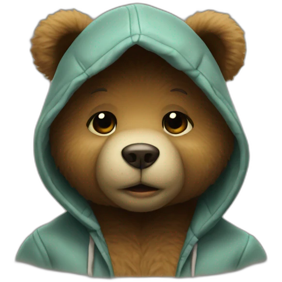 teddy bear in the hood sends a kiss. emoji