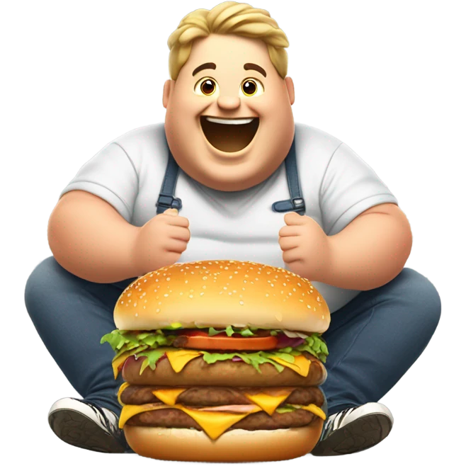 Fat man eating burger emoji