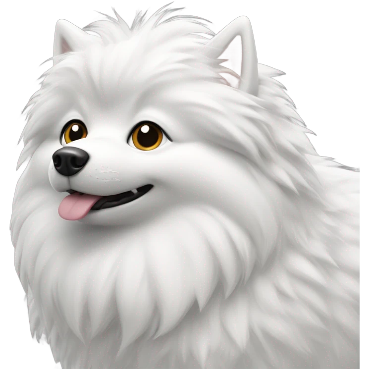 Spitz nain blanc et noir avec couronne les yeux vairon  emoji