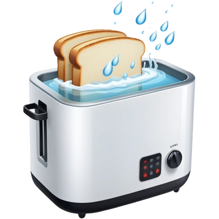 water bath with a toaster about to fall into it, simple looking emoji