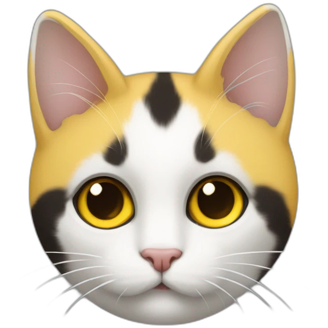 Una gata-blanca-negra-amarilla-pelota emoji