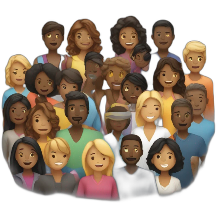 "Design silhouettes of diverse people with connections lighting up between them, set in a community gathering." emoji