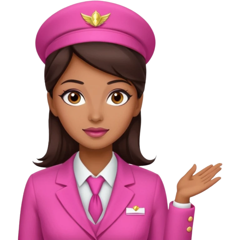 Flight attendant with pink outfit tan skin dark brown hair pretty makeup emoji