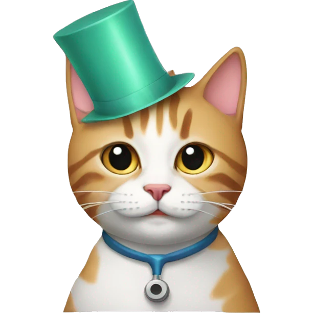 doctor cat party hat emoji