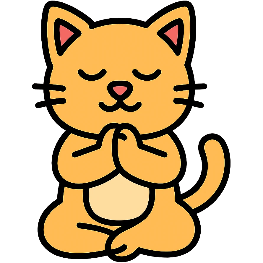 color outline icon style cat praying emoji