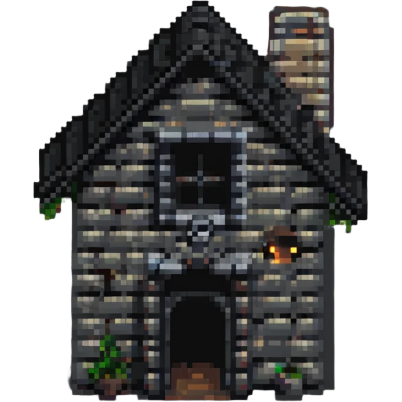 stone house, pixel art style emoji