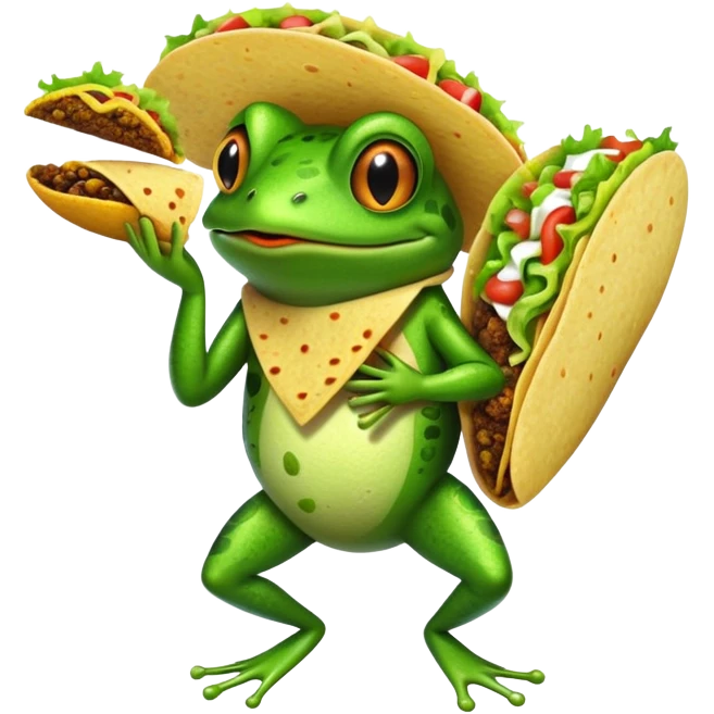 Frog eating an taco emoji