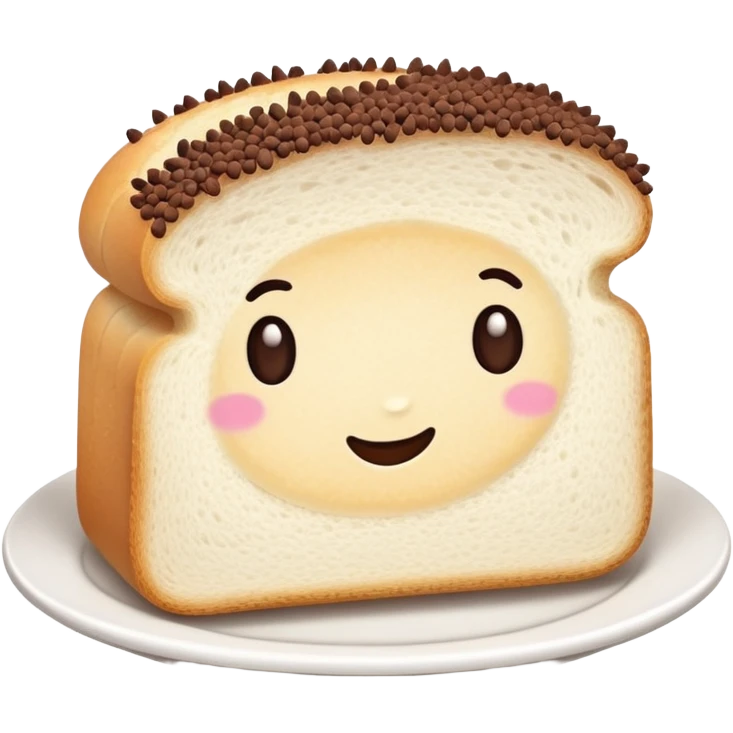 Slice of white bread on a white plate with chocolate sprinkles on top emoji