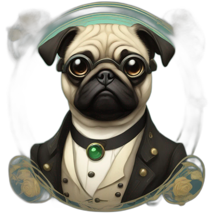 A cyberpunk pug in Art Nouveau style during 1910 emoji
